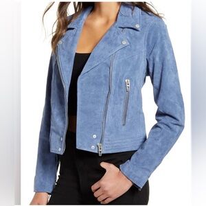 BLANKNYC Suede Moto Jacket - Dusty Blue